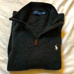 Polo Ralph Lauren 3/4 zip sweater, dark grey, medium